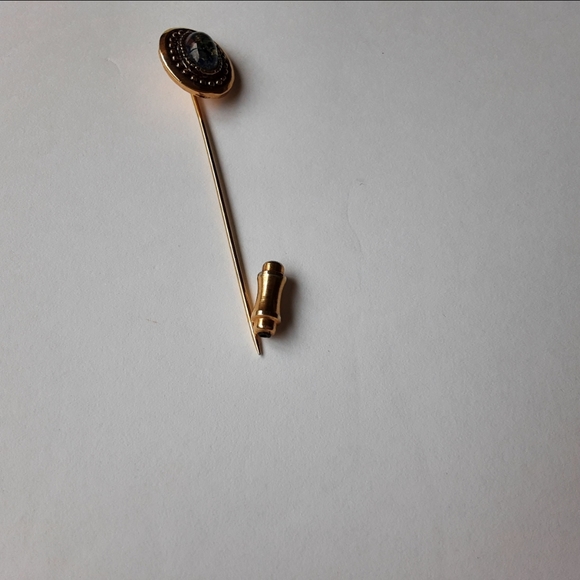 Vintage Faux Opal Geographic Mutlicolor Stone Oval Gold Tone Stick Pin Brooch - Picture 5 of 6